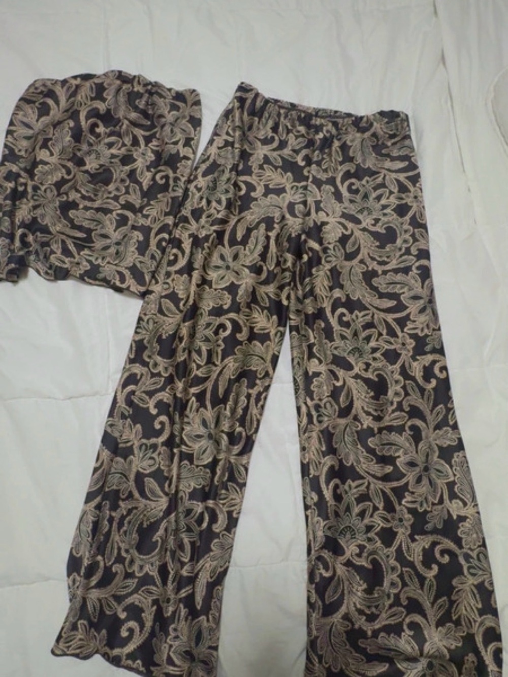 Marshall Black Jumpsuit with Cream Floral Scroll Print